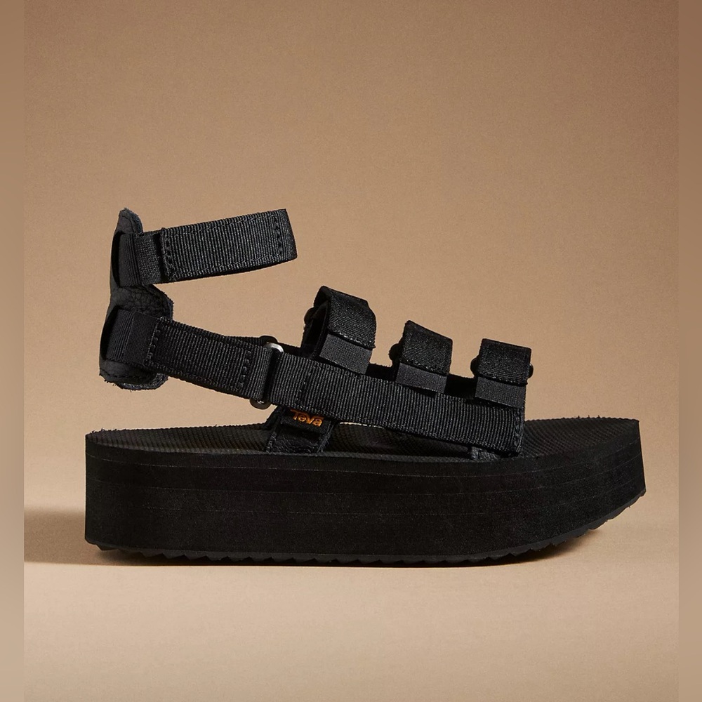 Teva Mevia Flatform Sandals Sz 7 Black